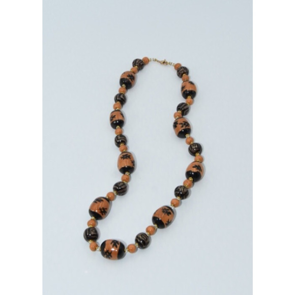 Kazuri Kenya Hand Crafted Fair Trade Black & Brown Beaded Statement Necklace - Picture 5 of 5
